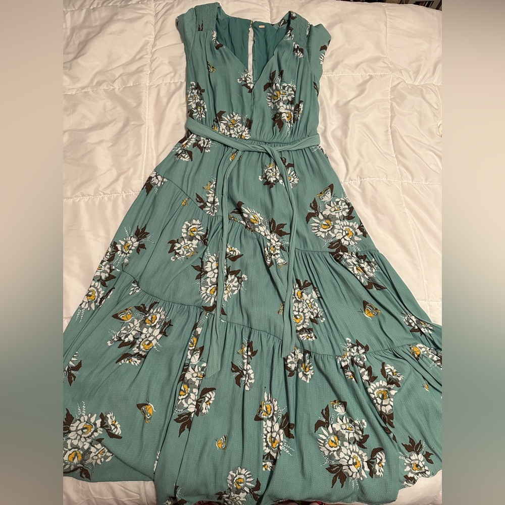 Free People All I Got Turquoise Green Floral Maxi Dress